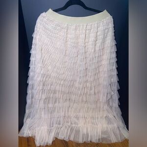 Plain Ruffle Hem Tiered Layer Skirt With Elastic Waist
